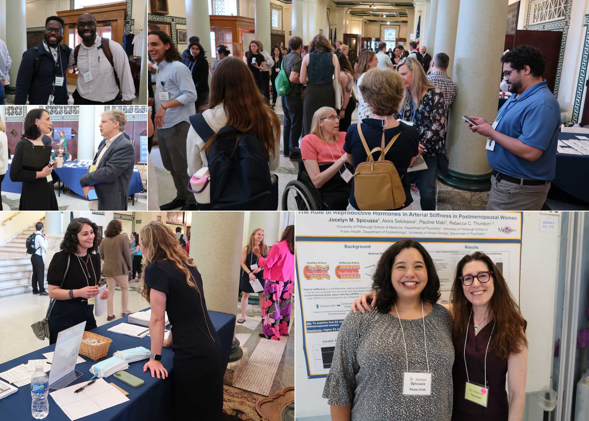 Collage of Poster Session and Registration Table