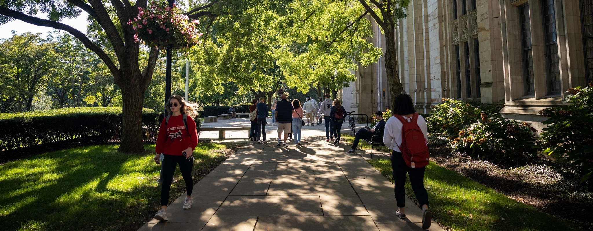 Students walking around the campus of the University of Pittsburgh