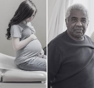 Pregnant Woman and African American Older Man